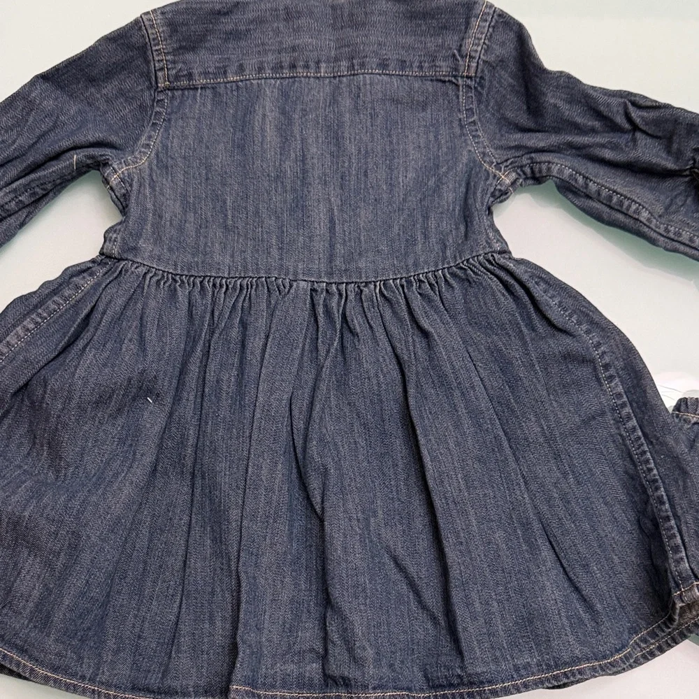Ralph Lauren Girls Denim Shirt Dress in Blue with Embroidered Pony
